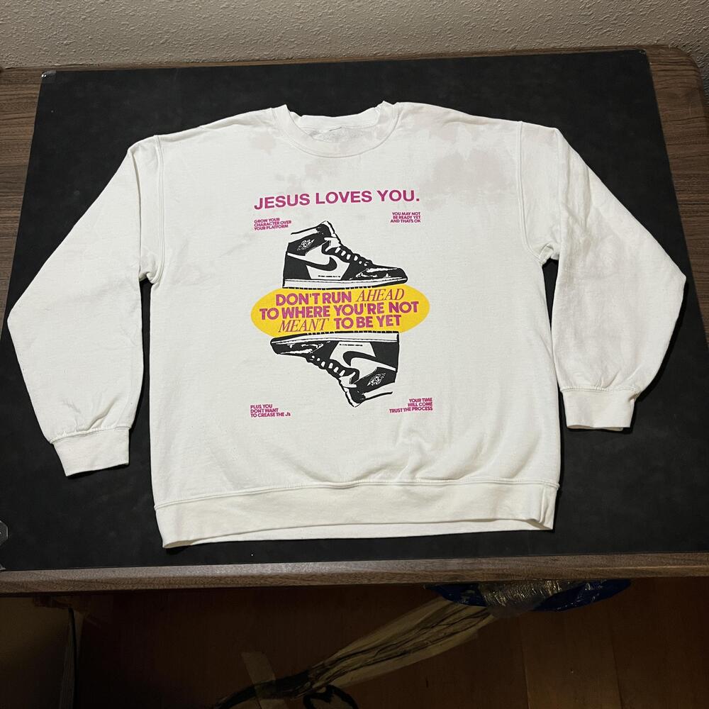 Christian Sweatshirt Nike Air Jesus Loves You Jumpsuit Jordan 1 High1990s Jumper